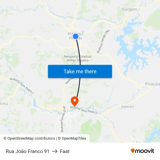 Rua João Franco 91 to Faat map