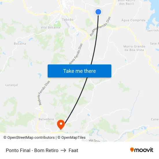 Ponto Final - Bom Retiro to Faat map
