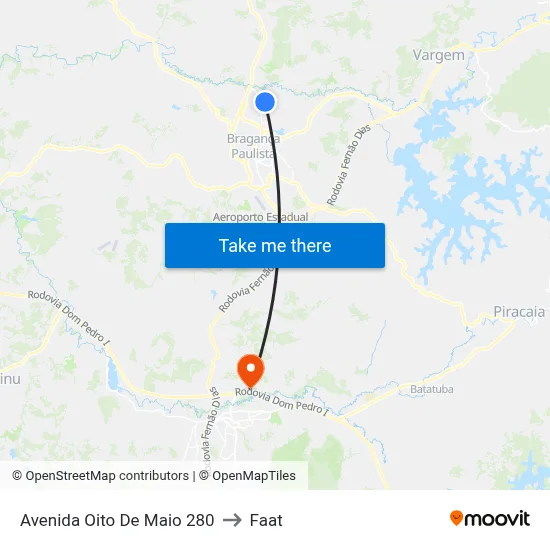 Avenida Oito De Maio 280 to Faat map