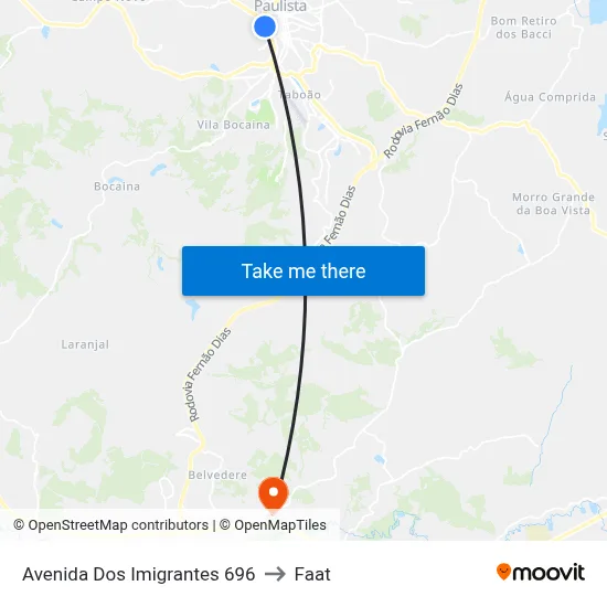 Avenida Dos Imigrantes 696 to Faat map
