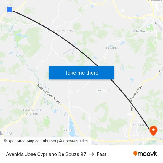 Avenida José Cypriano De Souza 97 to Faat map