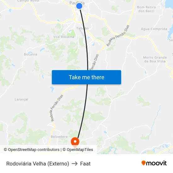 Rodoviária Velha (Externo) to Faat map