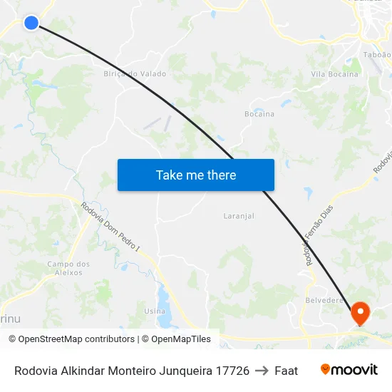 Rodovia Alkindar Monteiro Junqueira 17726 to Faat map