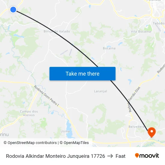 Rodovia Alkindar Monteiro Junqueira 17726 to Faat map