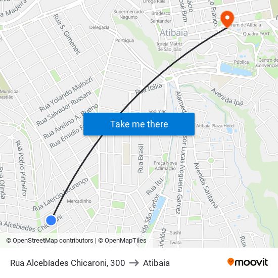 Rua Alcebíades Chicaroni, 300 to Atibaia map
