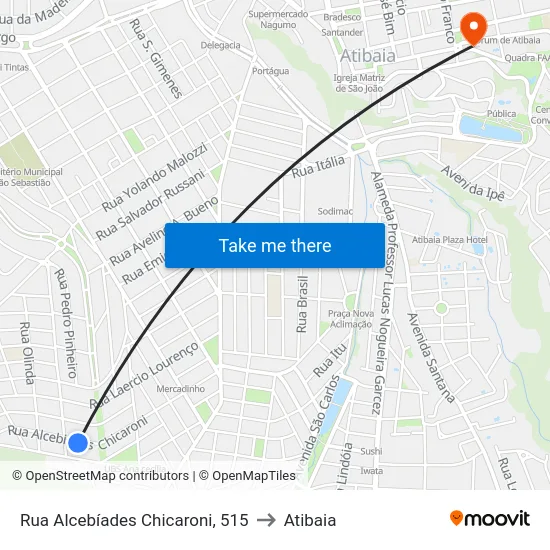 Rua Alcebíades Chicaroni, 515 to Atibaia map