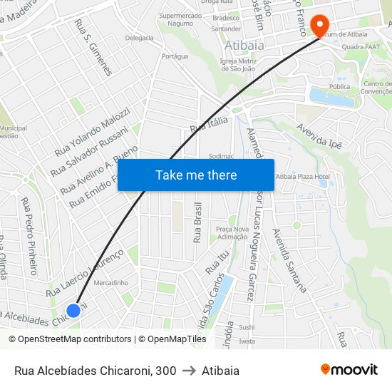 Rua Alcebíades Chicaroni, 300 to Atibaia map