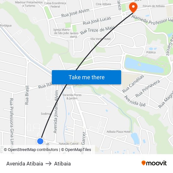 Avenida Atibaia to Atibaia map