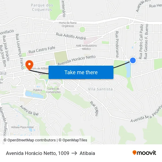 Avenida Horácio Netto, 1009 to Atibaia map