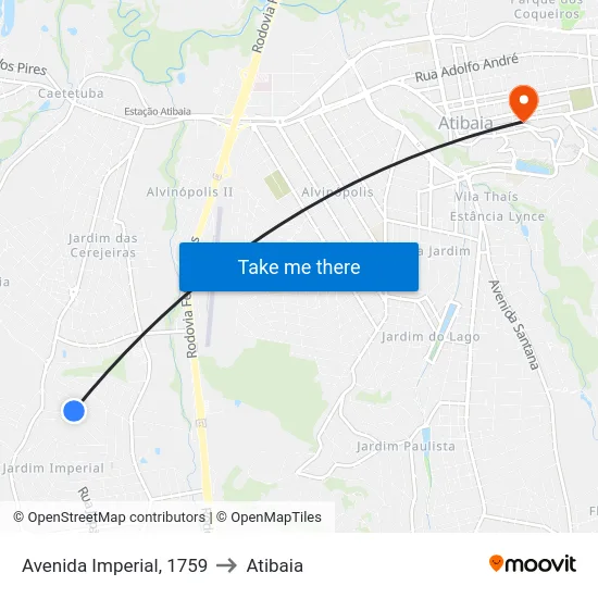 Avenida Imperial, 1759 to Atibaia map