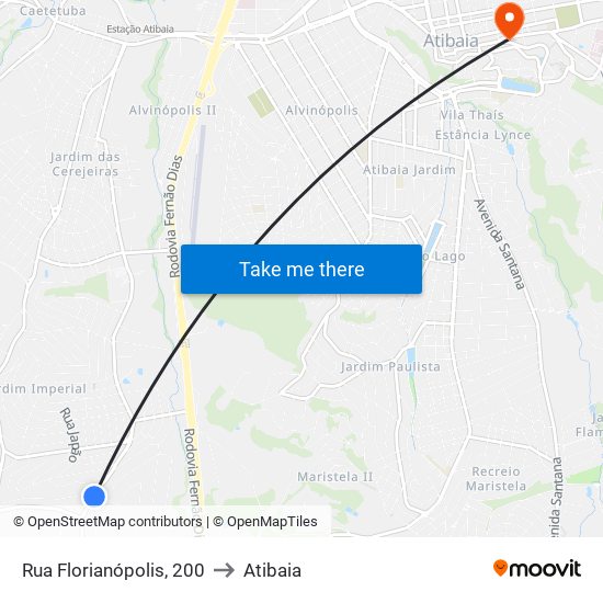 Rua Florianópolis, 200 to Atibaia map