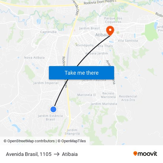 Avenida Brasil, 1105 to Atibaia map