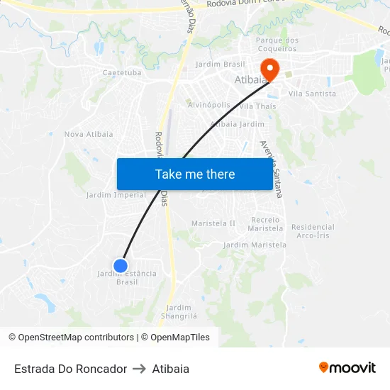 Estrada Do Roncador to Atibaia map