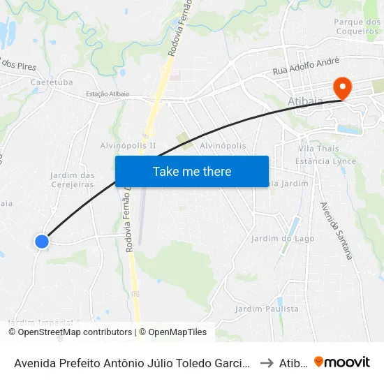 Avenida Prefeito Antônio Júlio Toledo Garcia Lopes, 1880 to Atibaia map