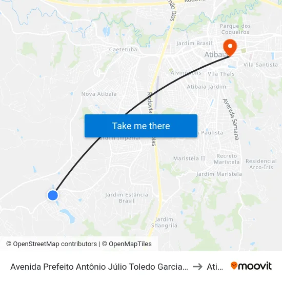 Avenida Prefeito Antônio Júlio Toledo Garcia Lopes, 1432-1504 to Atibaia map