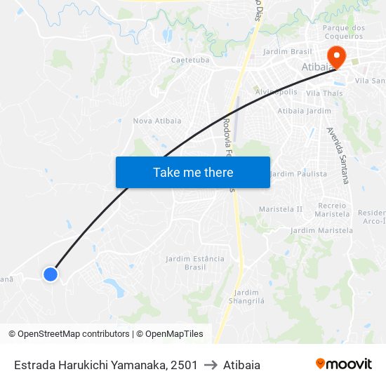Estrada Harukichi Yamanaka, 2501 to Atibaia map