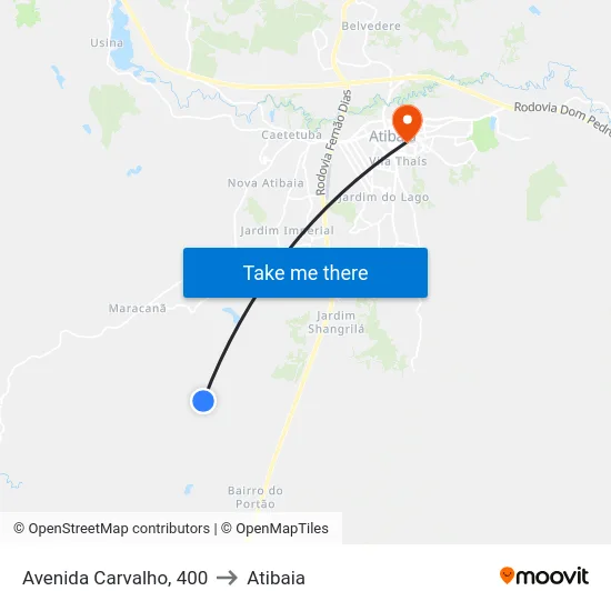 Avenida Carvalho, 400 to Atibaia map