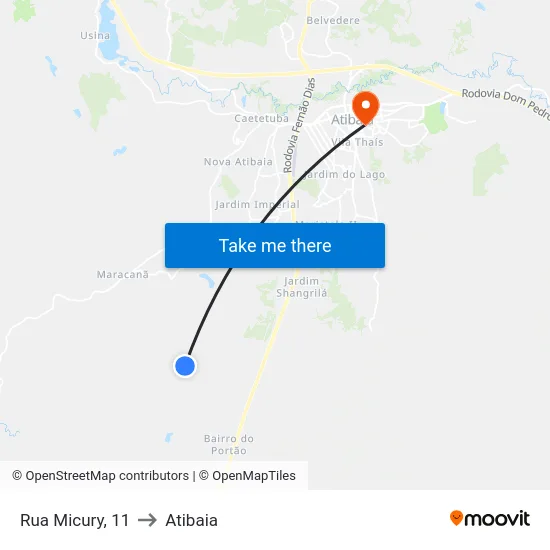 Rua Micury, 11 to Atibaia map