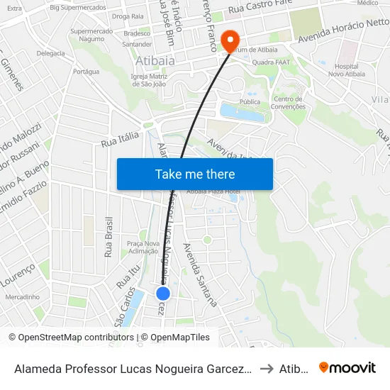 Alameda Professor Lucas Nogueira Garcez, 2510 to Atibaia map
