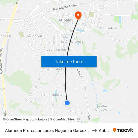 Alameda Professor Lucas Nogueira Garcez, 3930 to Atibaia map