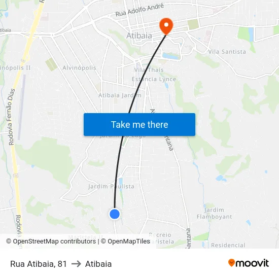 Rua Atibaia, 81 to Atibaia map