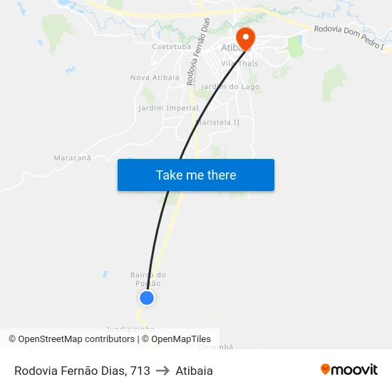 Rodovia Fernão Dias, 713 to Atibaia map