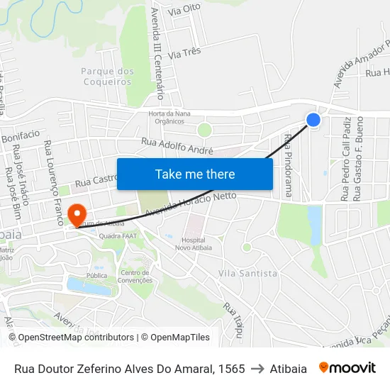 Rua Doutor Zeferino Alves Do Amaral, 1565 to Atibaia map