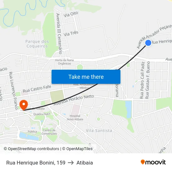 Rua Henrique Bonini, 159 to Atibaia map