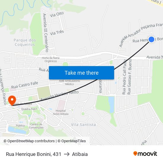 Rua Henrique Bonini, 431 to Atibaia map