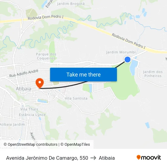 Avenida Jerônimo De Camargo, 550 to Atibaia map