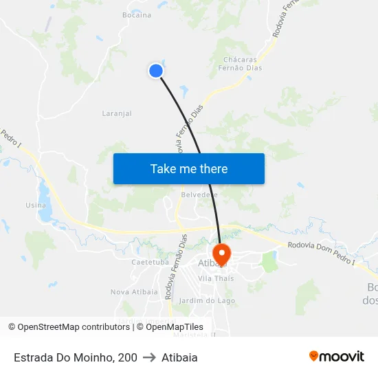 Estrada Do Moinho, 200 to Atibaia map