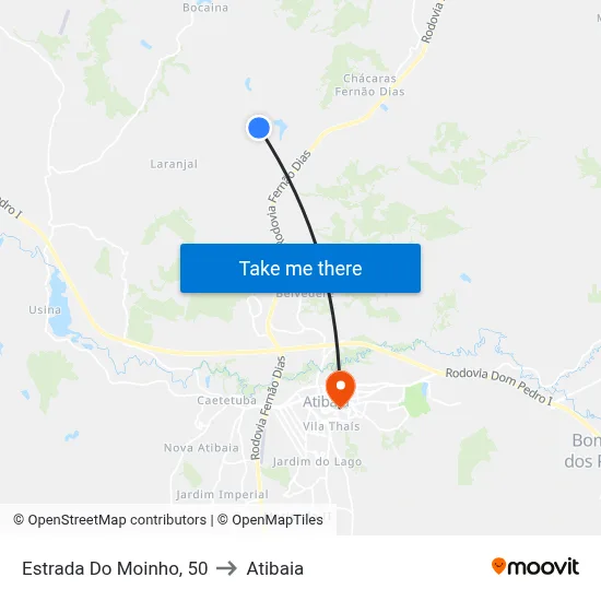 Estrada Do Moinho, 50 to Atibaia map
