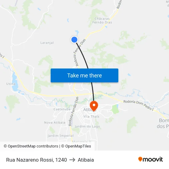 Rua Nazareno Rossi, 1240 to Atibaia map