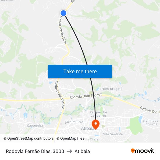 Rodovia Fernão Dias, 3000 to Atibaia map