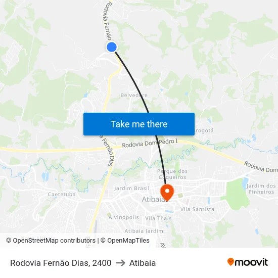 Rodovia Fernão Dias, 2400 to Atibaia map