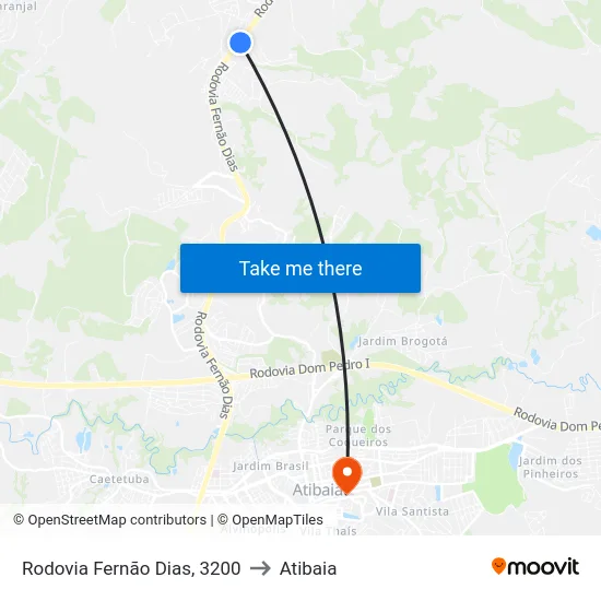 Rodovia Fernão Dias, 3200 to Atibaia map