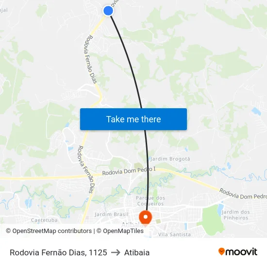 Rodovia Fernão Dias, 1125 to Atibaia map