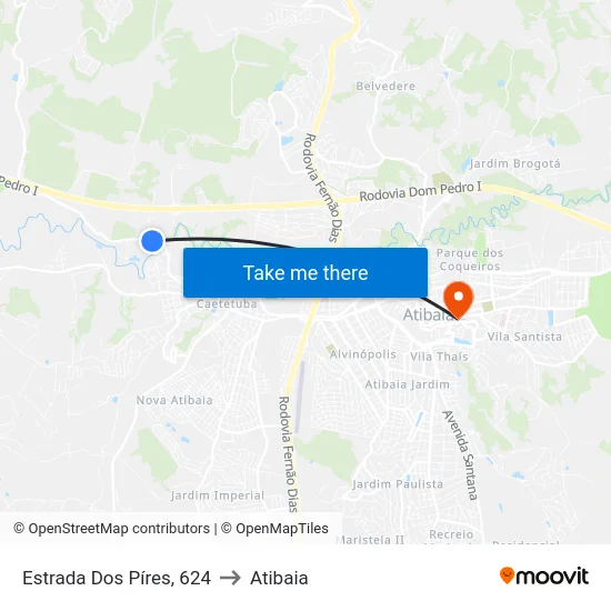 Estrada Dos Píres, 624 to Atibaia map