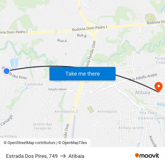 Estrada Dos Píres, 749 to Atibaia map
