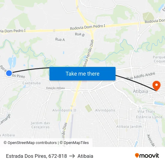 Estrada Dos Píres, 672-818 to Atibaia map