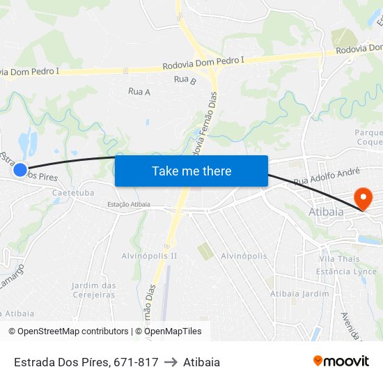 Estrada Dos Píres, 671-817 to Atibaia map