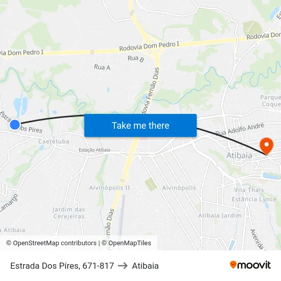 Estrada Dos Píres, 671-817 to Atibaia map