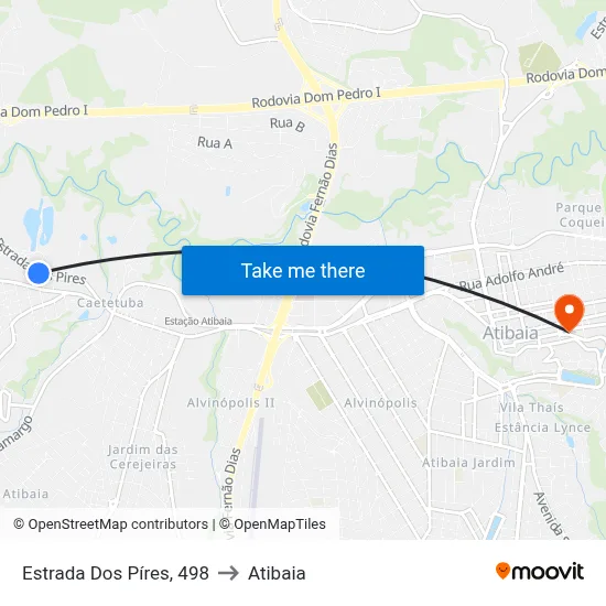 Estrada Dos Píres, 498 to Atibaia map