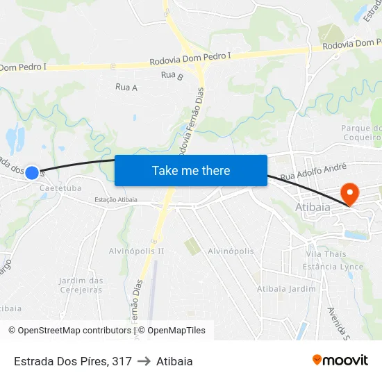 Estrada Dos Píres, 317 to Atibaia map