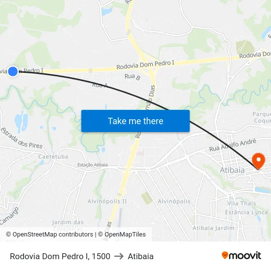 Rodovia Dom Pedro I, 1500 to Atibaia map