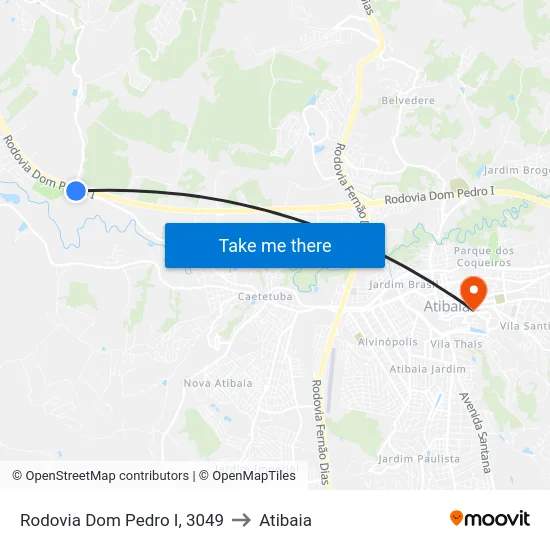 Rodovia Dom Pedro I, 3049 to Atibaia map
