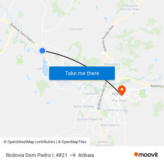 Rodovia Dom Pedro I, 4821 to Atibaia map