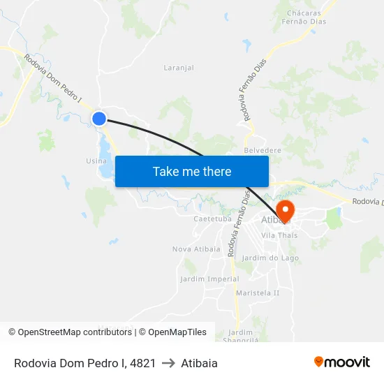 Rodovia Dom Pedro I, 4821 to Atibaia map