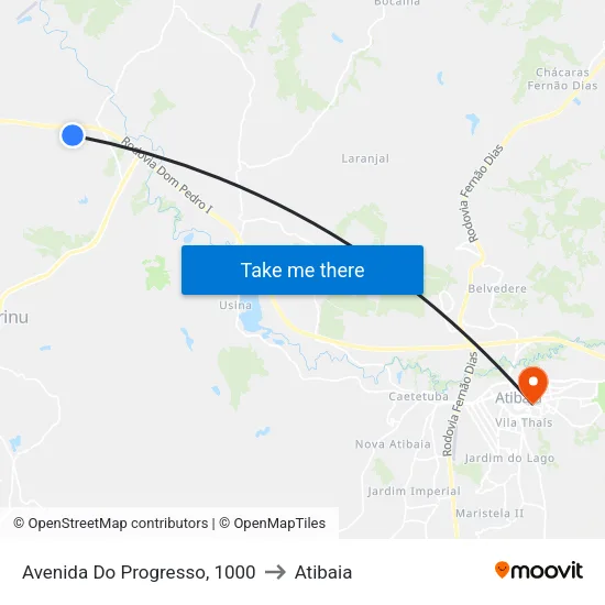 Avenida Do Progresso, 1000 to Atibaia map