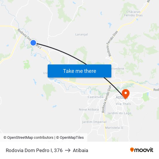 Rodovia Dom Pedro I, 376 to Atibaia map